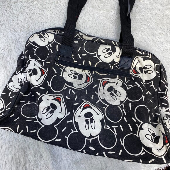Vintage Mickey Unlimited Mickey Mouse Pattern Canvas Duffel Travel Bag - Picture 3 of 12